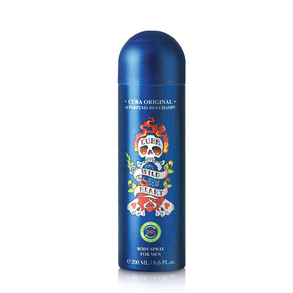 Cuba Original by Parfums Des Champs Wild Heart Men Body Spray 6.6 oz,I0101712