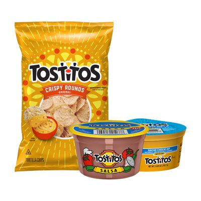 Tostitos Tortilla Chips Chip Salsa Pack, 3oz Tostitos Crispy Rounds 3.8oz Medium Salsa (16 count)