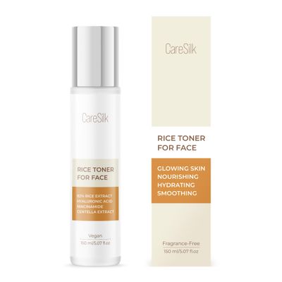 CARESILK Rice Toner for Face, 82 Rice Extract with Hyalyronic Acid, Niacinamide and Centella Extract - Hydrating for Dry, Dull, Combination Skin, Vegan, Fragrance Free, Glass Skin