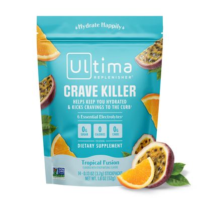 Ultima Replenisher Crave Killer Supplement and Electrolytes Powder - Tropical Fusion, 14 Stickpacks - Hydration Packets That Kick Cravings to The Curb