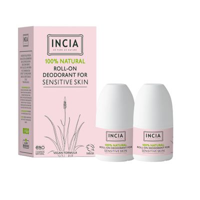 Incia, Natural Deodorant Vegan Aluminum Free Deodorant for Men and Women Fresh Cruelty Free, Paraben Free, Natural Fragrance (Sensetive, Pack of 2)