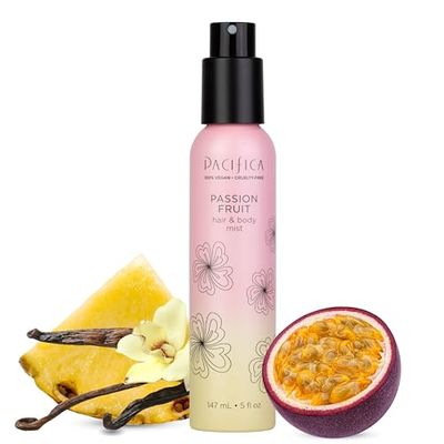 Pacifica Hair Mist Perfume Full Body Spray for Women - Passion Fruit Body Mist Fragrance wPineapple, Orange Blossom, Vanilla, Sandalwood Bergamot - Alcohol-Free, Vegan Cruelty-Free, 5 oz