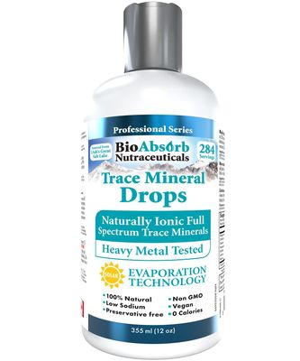 Bio Absorb Trace Mineral Drops. Heavy Metal Tested. 284 Servings of Organic Trace Minerals from Concentrated Utah&#39;s GSL Sea Water. 125mg of Ionic Magnesium (12 oz)