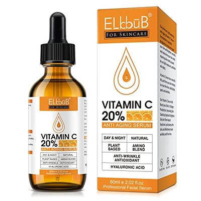 Premium 20 Vitamin C Serum For Face with Hyaluronic Acid, Retinol Amino Acids - Boost Skin Collagen,Hydrate Plump Skin, Anti Aging Wrinkle Facial Serum 60ml