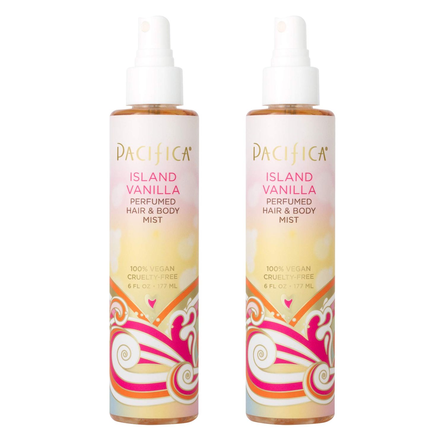 Pacifica Beauty, Island Vanilla All Natural Hair and Body Mist Spray, 100 Vegan, Cruelty Phthalate Paraben-Free, Clean Fragrance, 12 Fl Oz, Pack of 2