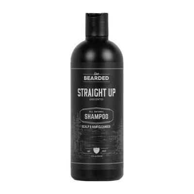 Live Bearded All-Natural Shampoo for Men - Promotes Growth - Strengthening Thinning Hair and Hairloss Straight Up - Fragrance-Free Unscented