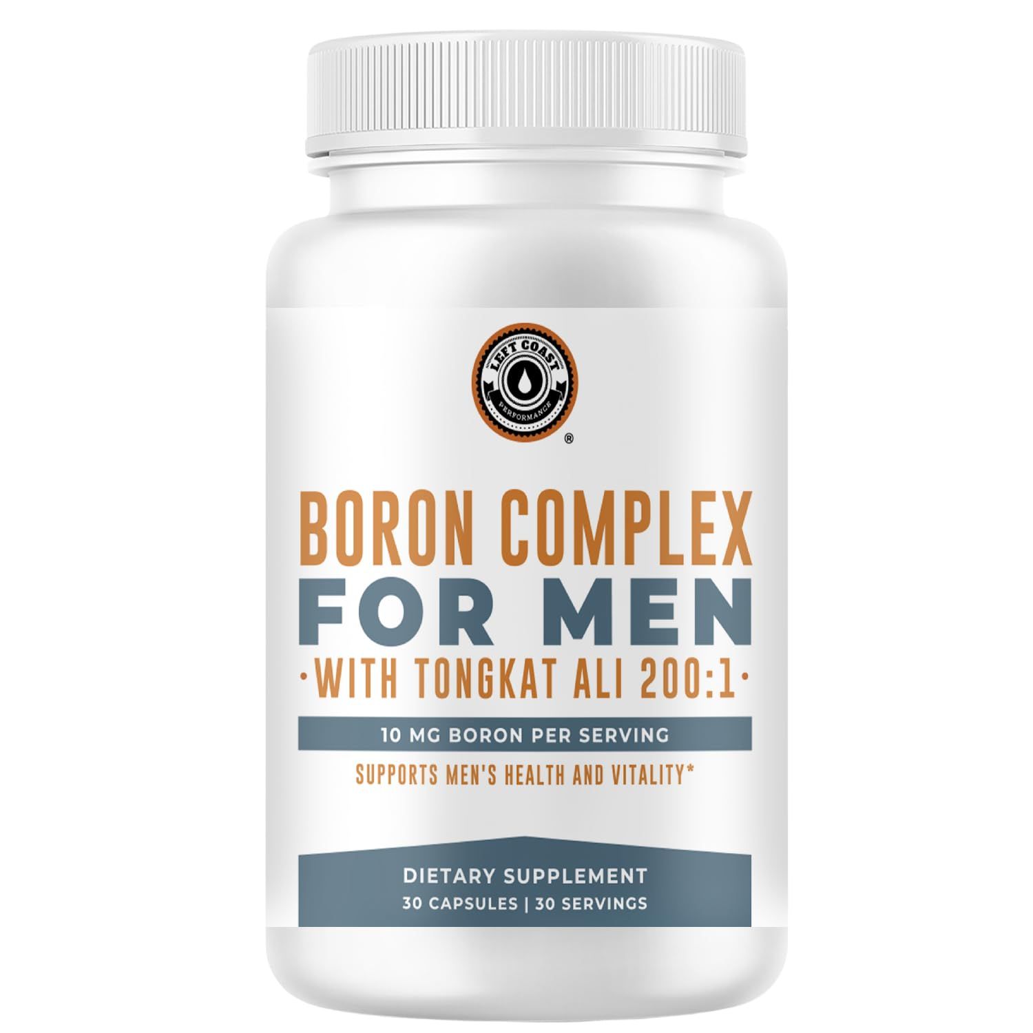 Boron Supplement For Men With Tongkat Ali - Vitamin D3, Zinc Picolinate 30mg, Longjack Tongkat Ali For Men - Boron Citrate 10mg For Mens Health - Non GMO, Gluten Free, No Allergens - 30 Count