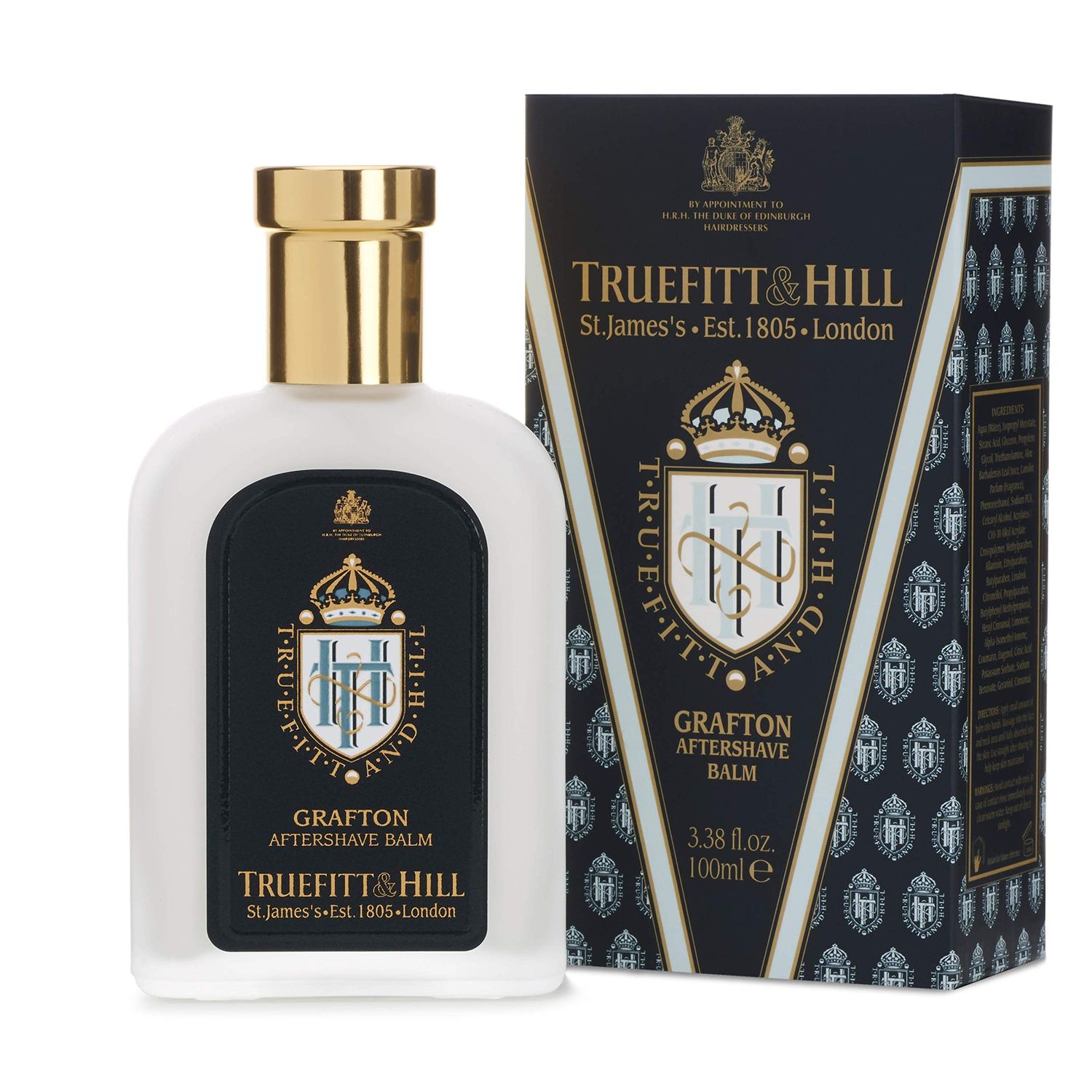 Truefitt Hill Luxury Aftershave Balm - Grafton - Premium Soothing Moisturizer with Aloe Vera Extract - Ideal for Sensitive Skin, Razor Burn Relief, and a Silky Smooth Finish - 3.38 oz.