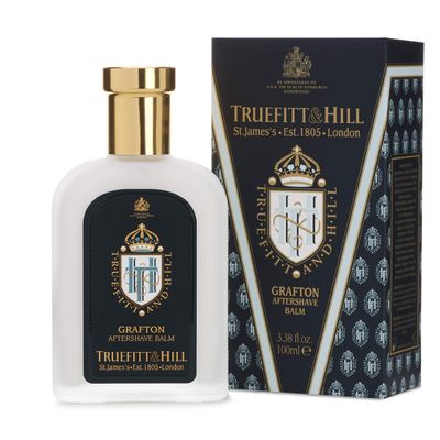 Truefitt Hill Luxury Aftershave Balm - Grafton - Premium Soothing Moisturizer with Aloe Vera Extract - Ideal for Sensitive Skin, Razor Burn Relief, and a Silky Smooth Finish - 3.38 oz.