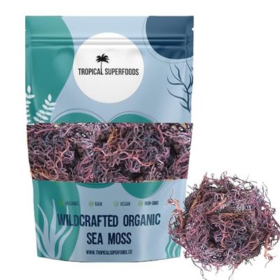 Tropical Superfoods 100 Wildcrafted Full Spectrum Purple Sea Moss Irish Sea Moss Sun dried 92 Minerals - Makes 200 oz of Sea Moss Gel Full Spectrum Purple Sea Moss (4oz)