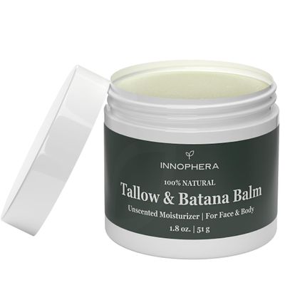 Innophera Beef Tallow Balm for Skin Care With Batana Oil from Honduras 100 Natural Moisturizer for Sensitive Skin, Face, and Body Unscented 1.8 oz.