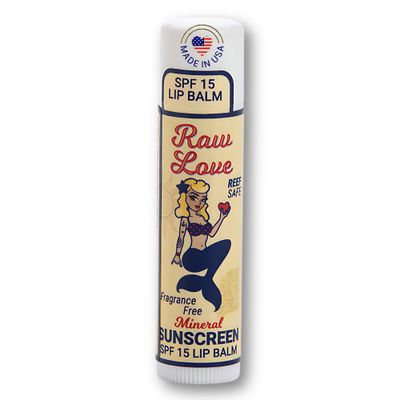 Raw Love SPF 15 Mineral Sunscreen Lip Balm Reef Safe, Hawaii 104 Reef Act Compliant, Fragrance-Free Broad Spectrum Natural Lip Care with Non-Nano Zinc Oxide Made in USA 0.15 Oz