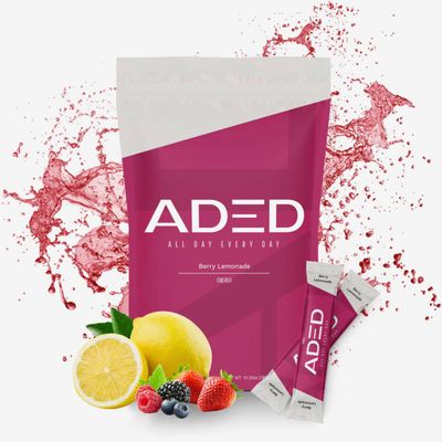 ADED Energy Instant Hydration Electrolytes Powder Drink Mix, Berry Lemonade, 20 Hydration Packets - Sugar Free, Vitamins, Minerals, Nootropics, Natural Caffeine - Hangover Relief Electrolyte Packets