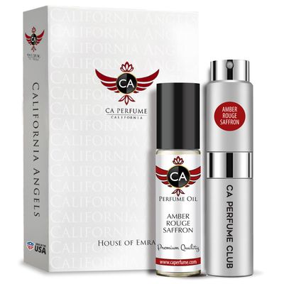 CA Perfume Duo Amber Rouge Saffron For Women Men Fragrance Body Oil Parfum Set (0.270.33) Fl Oz