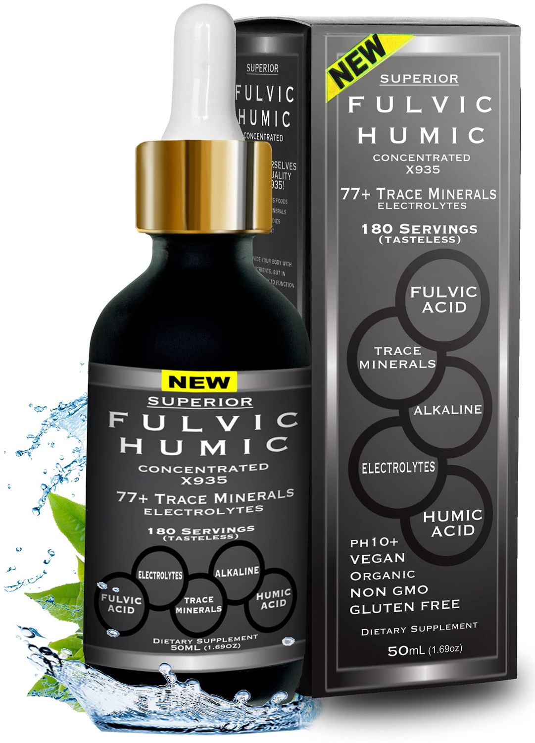 Trace Mineral Drops with Electrolytes - 77 Trace Minerals - 180 Servings- Restore Electrolytes, Improve Gut Health, Leaky Gut Repair - Plant Derived Ionic Trace Minerals from Fulvic Humic Acid