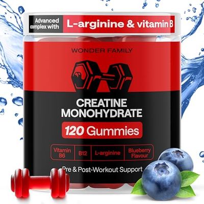 Creatine Monohydrate Gummies 5g with Vitamins B6, B12 - Boost Strength Recovery with Creatine Chewables - Tasty Creatine for Men Muscle Gain - Creatina Monohidratada en Gomitas - 120 Creatine Gummys