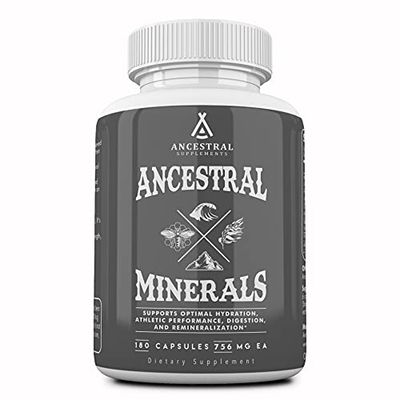 Ancestral Supplements Minerals Electrolytes with Magnesium, Potassium, Sodium, Supports Optimal Hydration, Immune Health, Athletic Performance, Digestion, and Remineralization, 180 Capsules