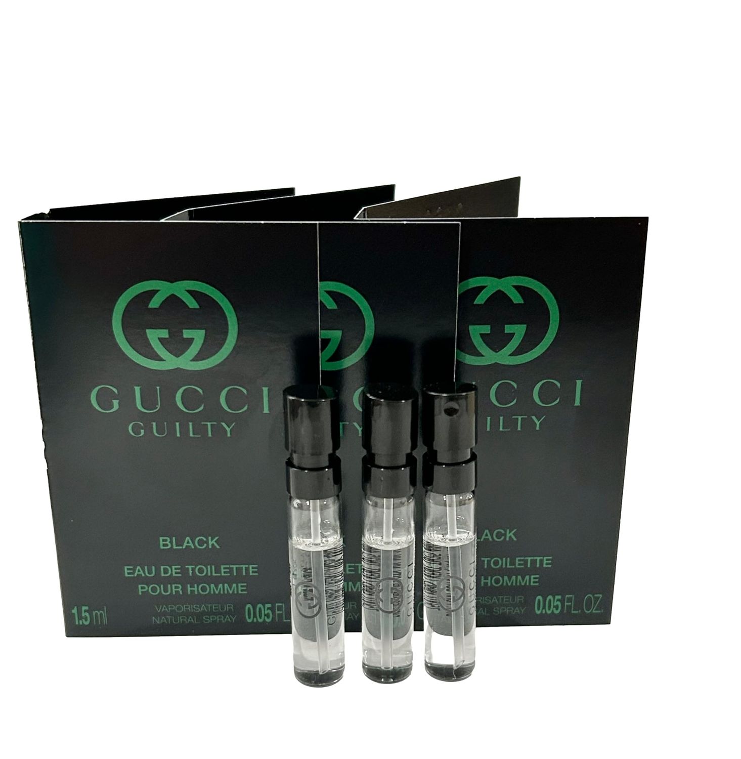 Gucci Guilty Black Sample Perfume Men EDT Spray Pour Homme MINI SMALL Travel Size 1.5 ML 0.05 (3676) - set of 3