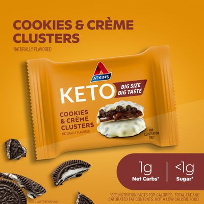Atkins Keto Cookies Crme Clusters, Gluten Free, High Fiber, Low Carb, Keto Friendly, 8 Count