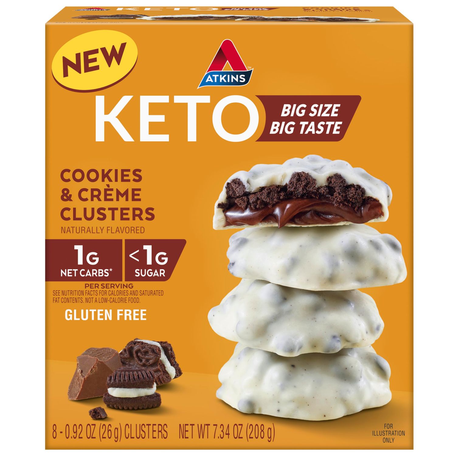Atkins Keto Cookies Crme Clusters, Gluten Free, High Fiber, Low Carb, Keto Friendly, 8 Count