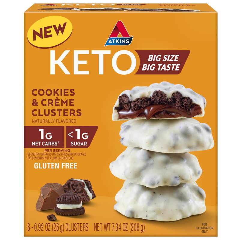 Atkins Keto Cookies Crme Clusters, Gluten Free, High Fiber, Low Carb, Keto Friendly, 8 Count