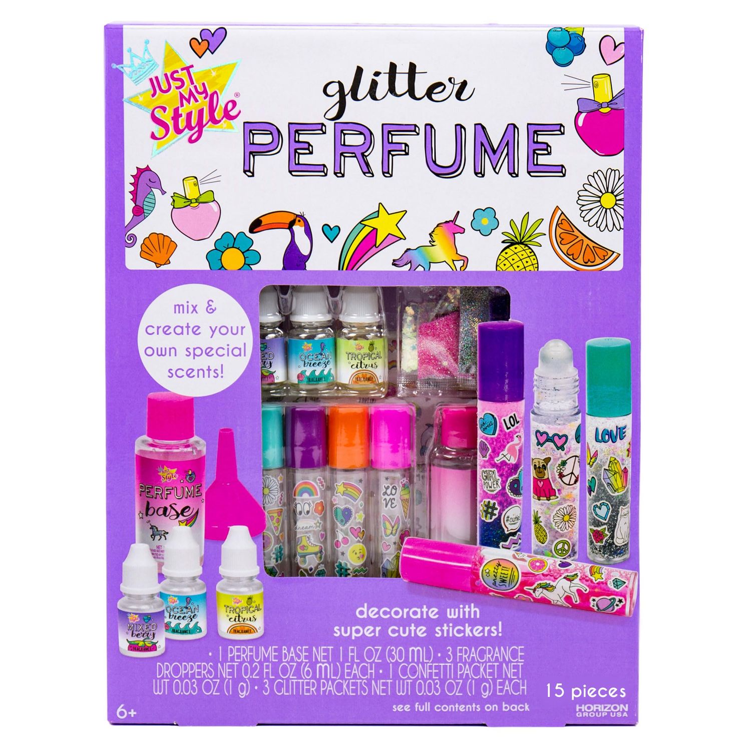 Just My Style Glitter Roller Perfume by Horizon Group USA Multi-color, 10 x 9 x 13.5