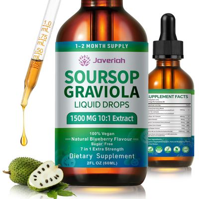 Soursop Graviola Liquid Drops Supplement with Sea Moss Extract, Soursop Bitters Liquid for Cell Support Regeneration, Immunity, Liver, Antioxidant, Graviola Leaves Extract 2 Month Supply 60ML