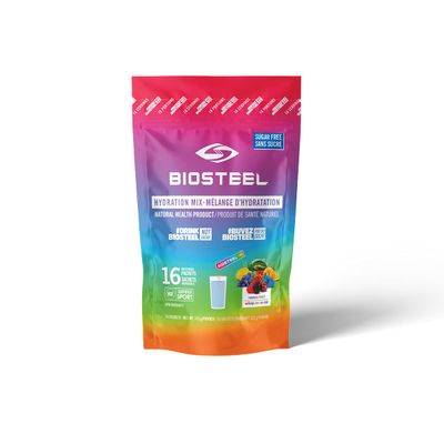 BIOSTEEL Hydration Mix, Sugar-Free with Essential Electrolytes, Rainbow Twist, 16 Single Serving Packets
