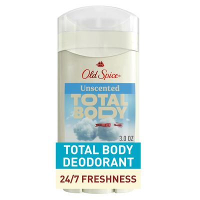 Old Spice Whole Body Deodorant for Men, Total Body Deodorant, Unscented, Aluminum Free Deodorant Stick for 247 Freshness Dermatologist Tested Whole Body Deodorant, 3.0 oz