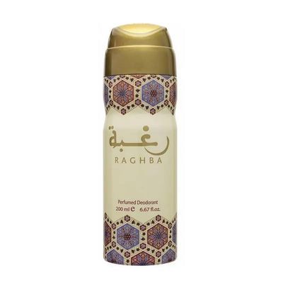 Lattafa Raghba Perfumed Deo Spray for Unisex, 6.7 Ounce