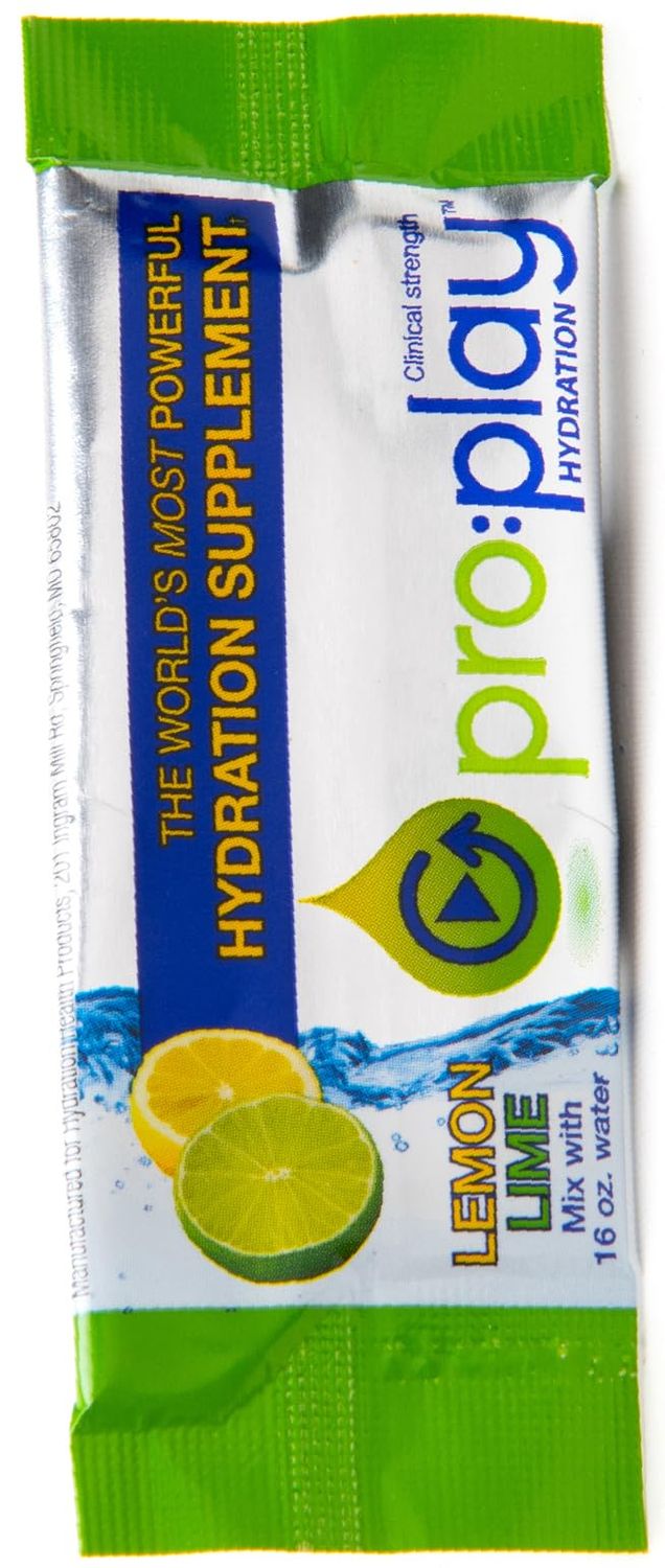 ProPlay - 8 Stick Packs Lemon Lime - Electrolyte Hydration Drink with Magnesium Zero Sugar - All Natural