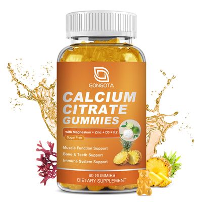 Calcium Citrate Gummies - Calcium 1200 mg with vitamin d3, Magnesium Sea Moss for Bone, Muscle, Joints, Immune Support, Calcium supplements for women Men,Sugar Free, Pineapple Flavor - 60 Chews