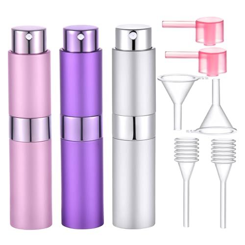 Yikimyfo 3Pcs Travel Perfume Bottle Refillable, 8ml0.27oz Small Cologne Spray Bottle Travel Atomizer Portable Empty Fragrance Atomizer Cologne Bottle Refillable Perfume Bottles