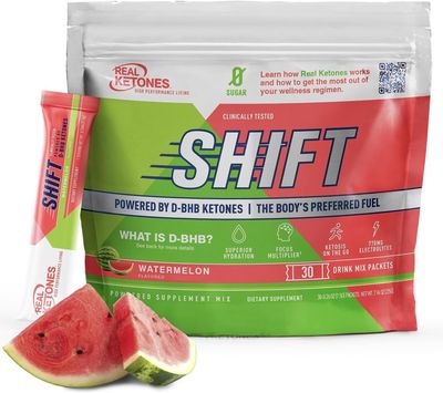 Real Ketones BHB Exogenous Ketones Drink Mix Packets Keto Electrolytes Powder Packets No Sugar with 4 Main Fasting Electrolytes Plus Hydrating Patented Keto BHB - 30 Count Watermelon