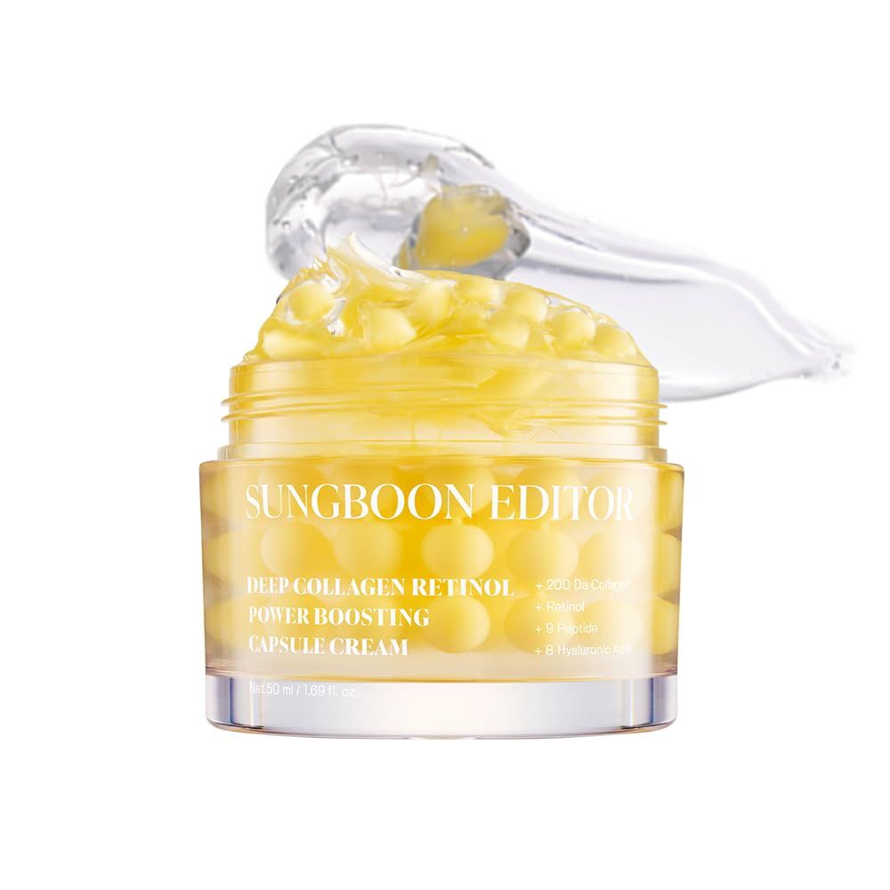 SUNGBOON EDITOR Deep Collagen Retinol Power Boosting Capsule Cream Microneedling, White Spicules, Skin Firming, Hydration for Dry Skin, Wrinkles, Face Moisturizer, Retinol Cream for Face, 1.69 fl.oz