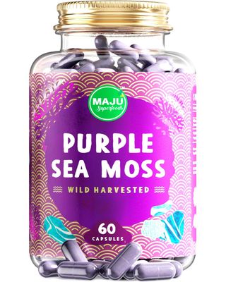 MAJU&#39;s Powerful Purple Sea Moss Capsules (60 ct), Extra-Strength Purple Minerals, Chondrus Crispus, Stronger Than Gel, Compare to Organic Irish Seamoss Capsule, Wild Harvested Powder Pills
