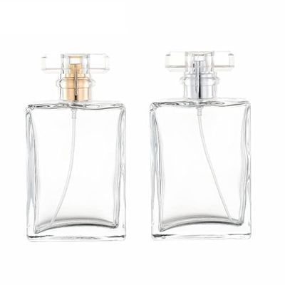 YORROR 2 Pack Clear Glass Perfume Atomizer, 100ml Empty Refillable Spray Bottle for Men and Women, Portable Fragrance Fine Mist Dispenser for Travel (GoldSilver)