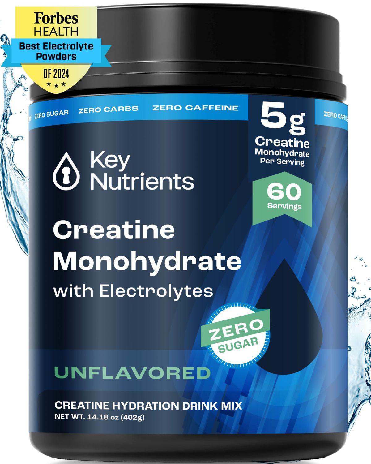KEY NUTRIENTS Creatine Monohydrate Powder Electrolytes, 5000mg Creatine Powder, Micronized Creatine Monohydrate, Creapure Creatine for Muscle Building Workout Recovery - 60 Servings, Made in USA
