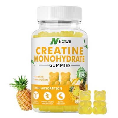 NOAVII Creatine Monohydrate Gummies 5000mg for Men Women, Chewables Creatine Monohydrate for Muscle Strength, Muscle Builder, Energy Boost, Pre-Workout Supplement(90 Count)-Pineapple