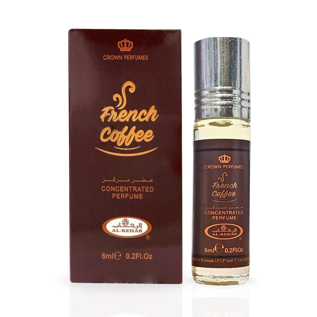 Al-Rehab French Coffee Premium Arabian Perfume Oils for Women 6ML (0.2OZ) - Long Lasting Concentrated Perfume Oil with Rich, Alluring Women&#39;s Fragrance - Ideal For Daily Wear Or Special Occasions
