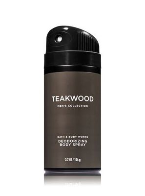 Bath Body Works - Teakwood - Deodorizing Body Spray and 2 in 1 Hair and Body Wash - Gift Set