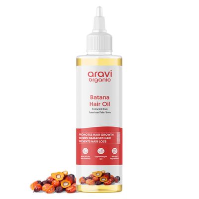 Aravi Organic Batana Hair Oil For Hair Growth With Pumpkin Oil - Derived From American Oil Palm Nut - 6.7 FL Oz 200 ml