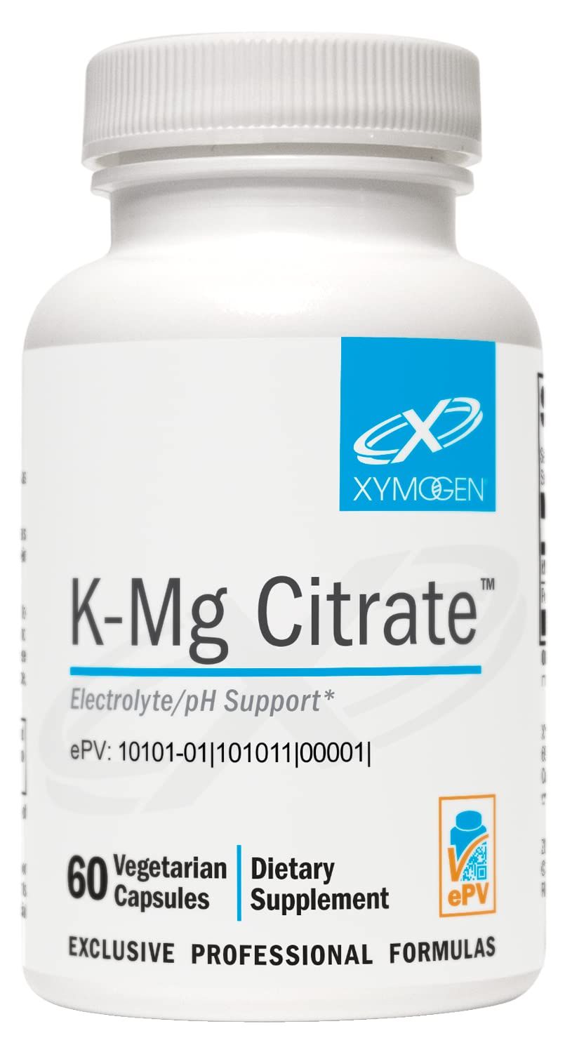 XYMOGEN K-Mg Citrate - Potassium Magnesium Supplement - Magnesium Citrate Potassium Citrate Supplement for Kidney Support and Healthy Cell Function - Electrolytes Supplement (60 Capsules)