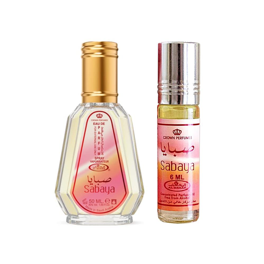 Al Rehab Sabaya 2-Piece Set for Unisex, (1.7 Oz Eau De Parfum Spray 0.20 Oz Concentrated Perfume Rollerball)
