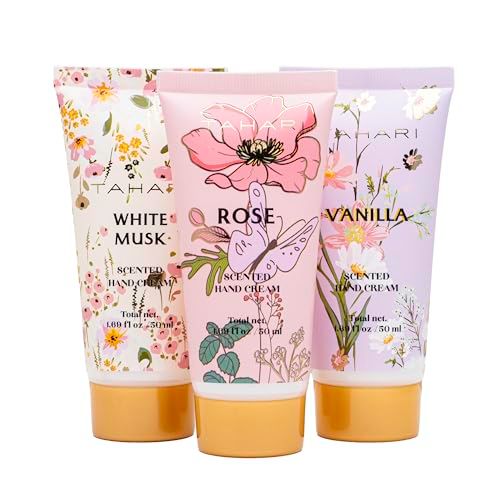 VOTUM Tahari Hand Lotion Gift Set for Women - Hand Cream Travel-Size, Set of 3 (Vanilla, White Musk, Rose) - Soothing, Lightly Fragranced Skincare - Birthday Holiday Hand Cream Gift Set