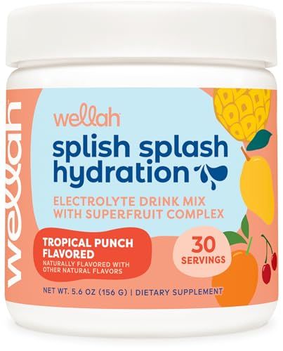 Wellah Splish Splash Hydration Electrolyte Drink Mix (Tropical Punch Flavored, 30 Servings)