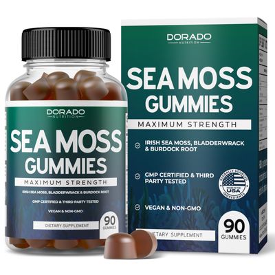 Irish Sea Moss Gummies 3000mg (90 Gummies with Bladderwrack Burdock Root - Raw Seamoss for Thyroid, Energy, Immune Support) Third Party Tested, Vegan Safe, No Fillers Made in USA