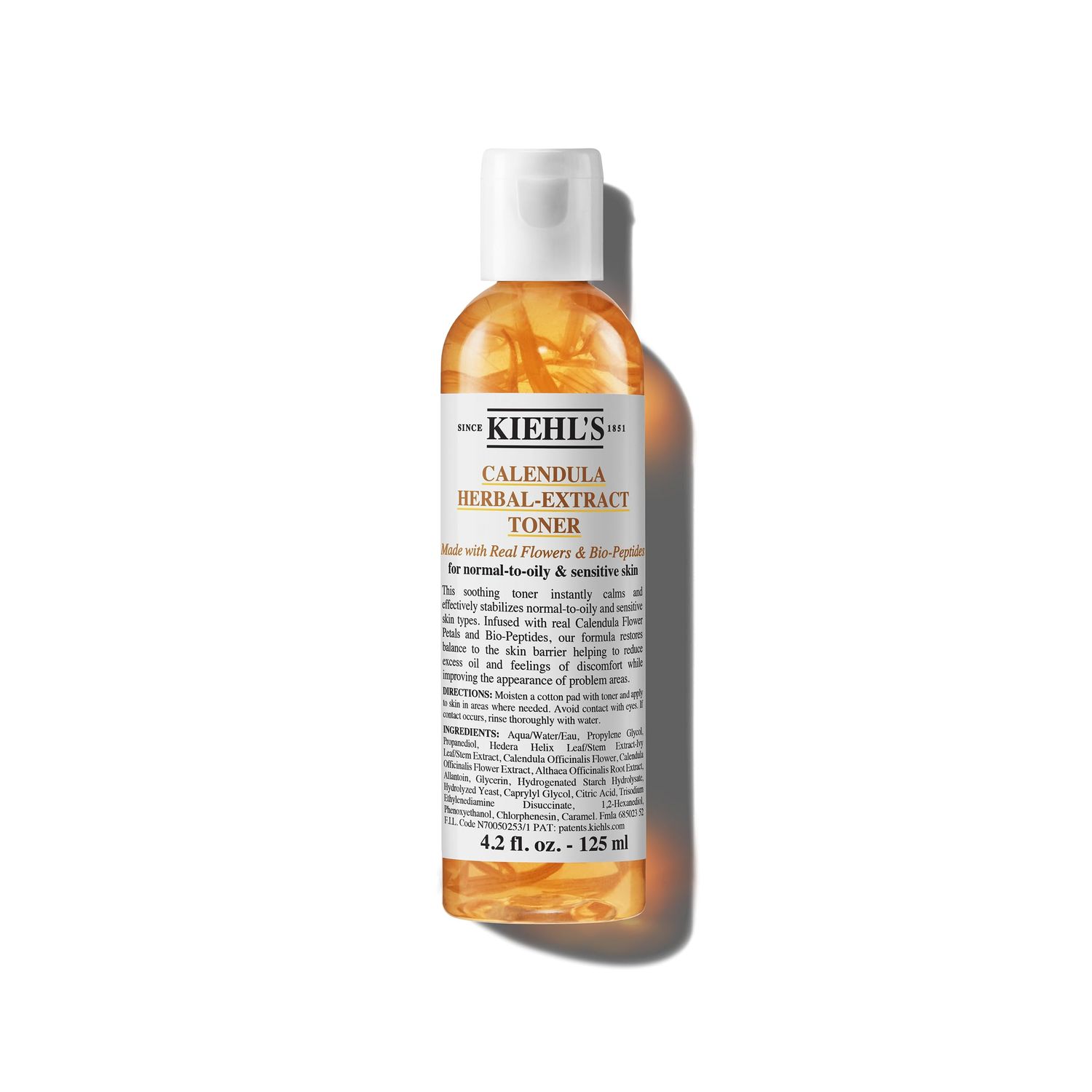 Kiehl&#39;s Calendula Herbal Extract Alcohol-free Toner, Soothing Facial Toner for Normal to Oily Skin, Visibly Reduces Redness Oil, Improves Skin Texture, Paraben-free, Fragrance-free - 4.2 fl oz