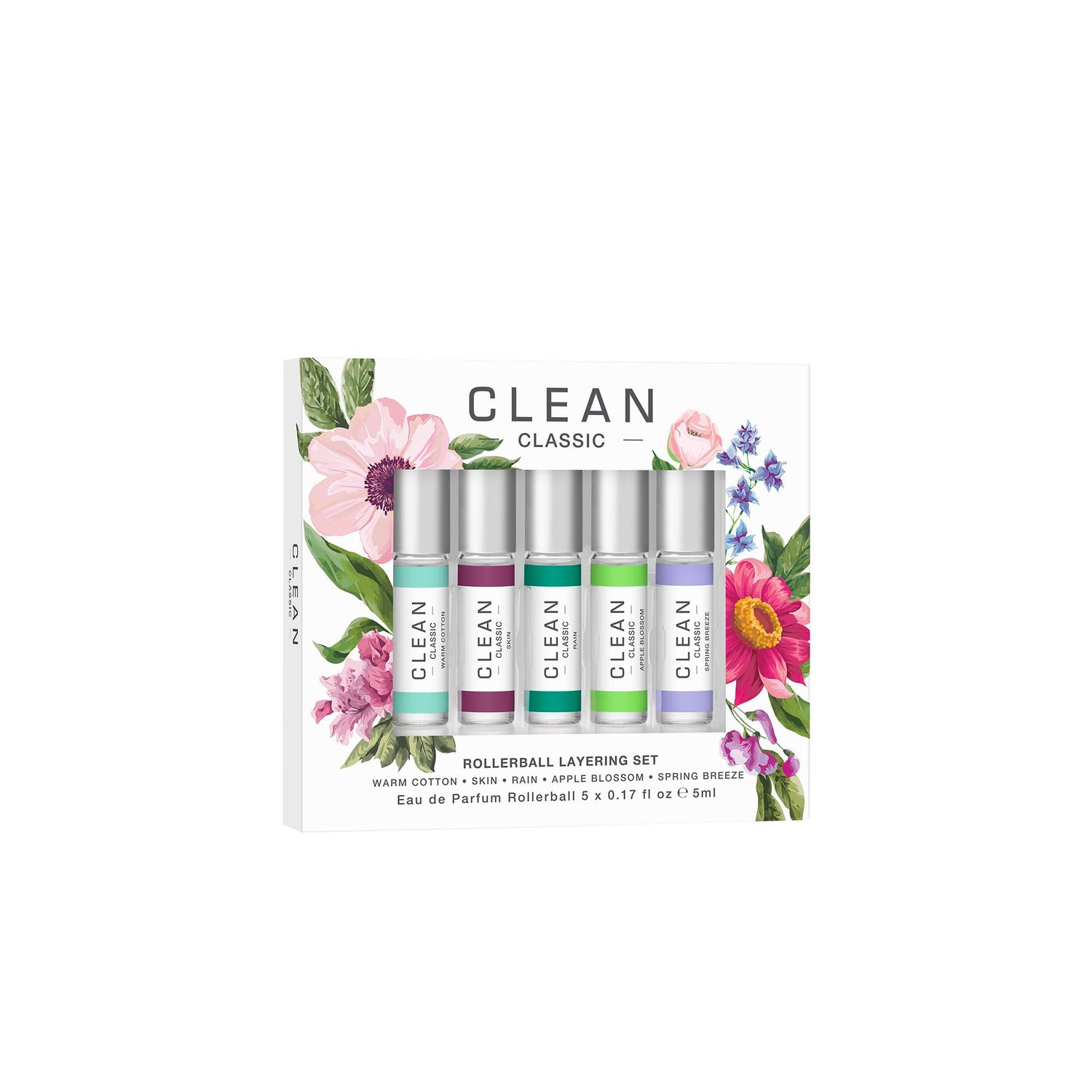 CLEAN CLASSIC Eau de Parfum Rollerball Fragrance Gift Set Light, Layerable Fragrance Vegan, Phthalate-Free, Paraben-Free Travel Size