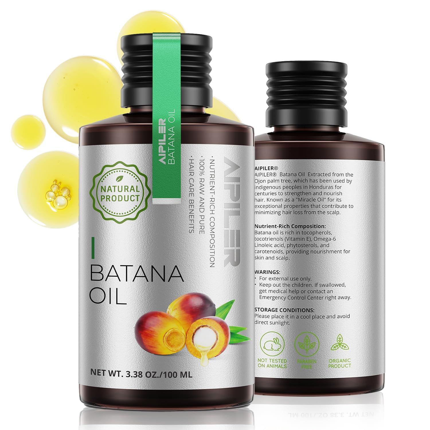 AIPILER Organic Batana Oil for Hair Growth unrefined 100 pure and raw from Honduras for women and man everyday nature hair care